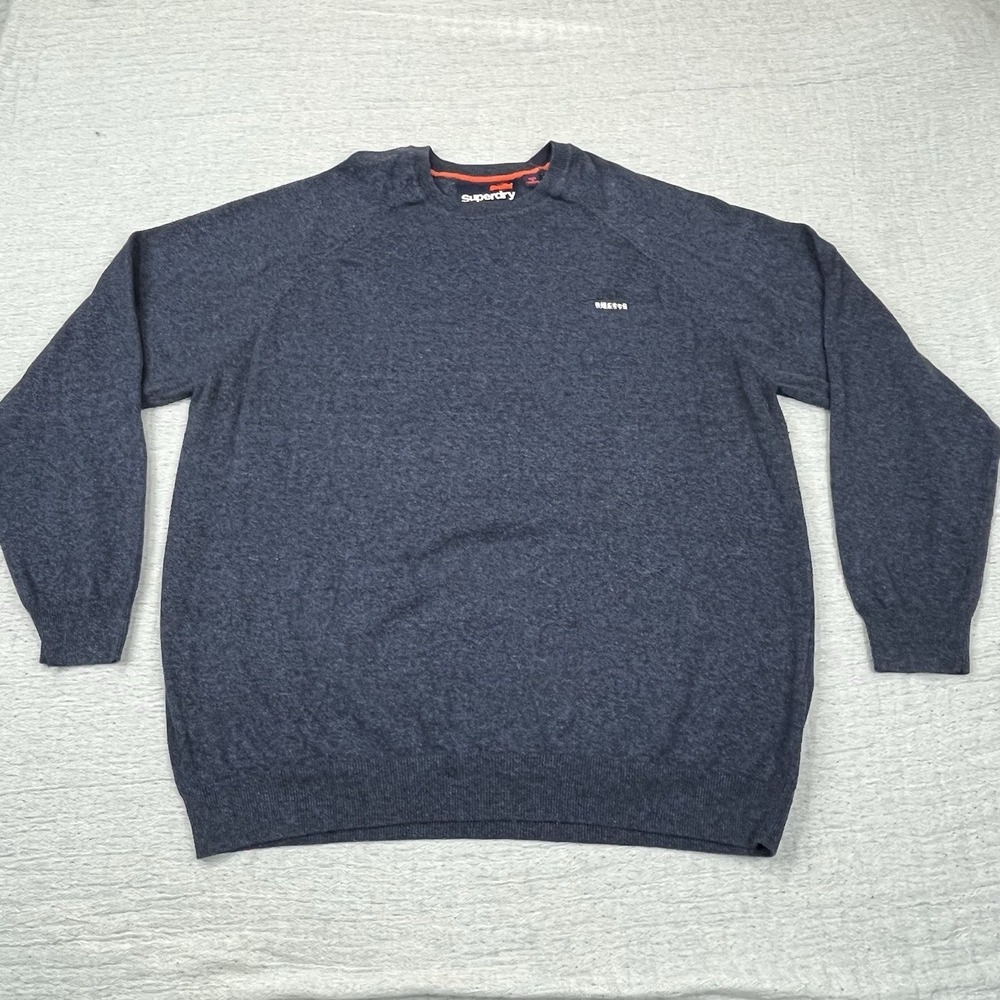 SUPERDRY Men Orange Label Casual Knit‎ Jumper Sweater Blue Size XXXL